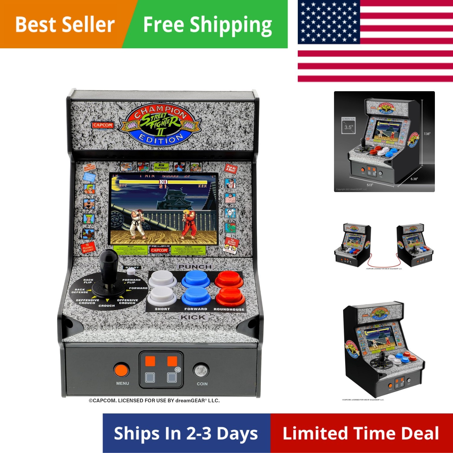 Street Fighter 2 Champion Edition Video Game: Mini Arcade Machine, Arcade Ver…