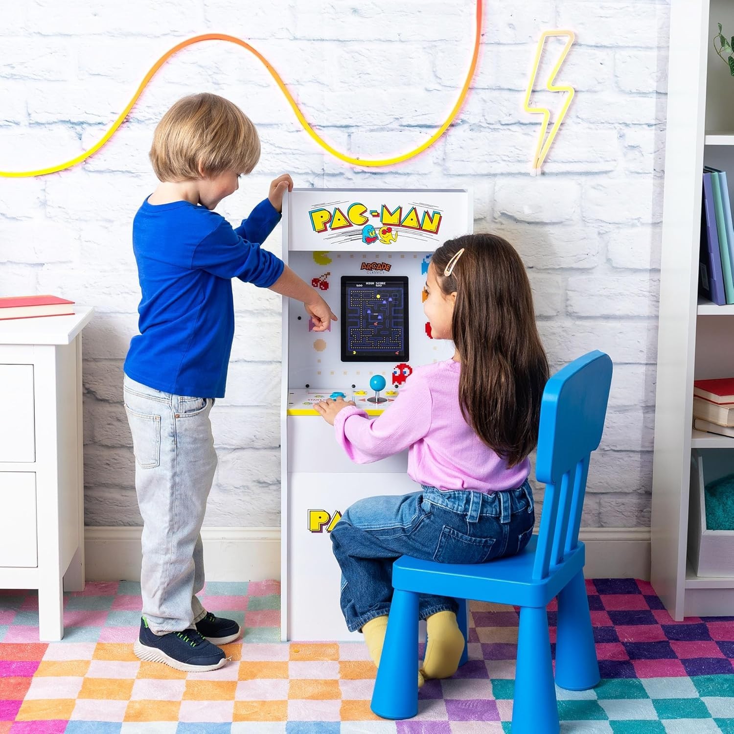 Pac Man Jr Series Free Standing Machine, 3 Games, 8″ Liquid Crystal Screen – …