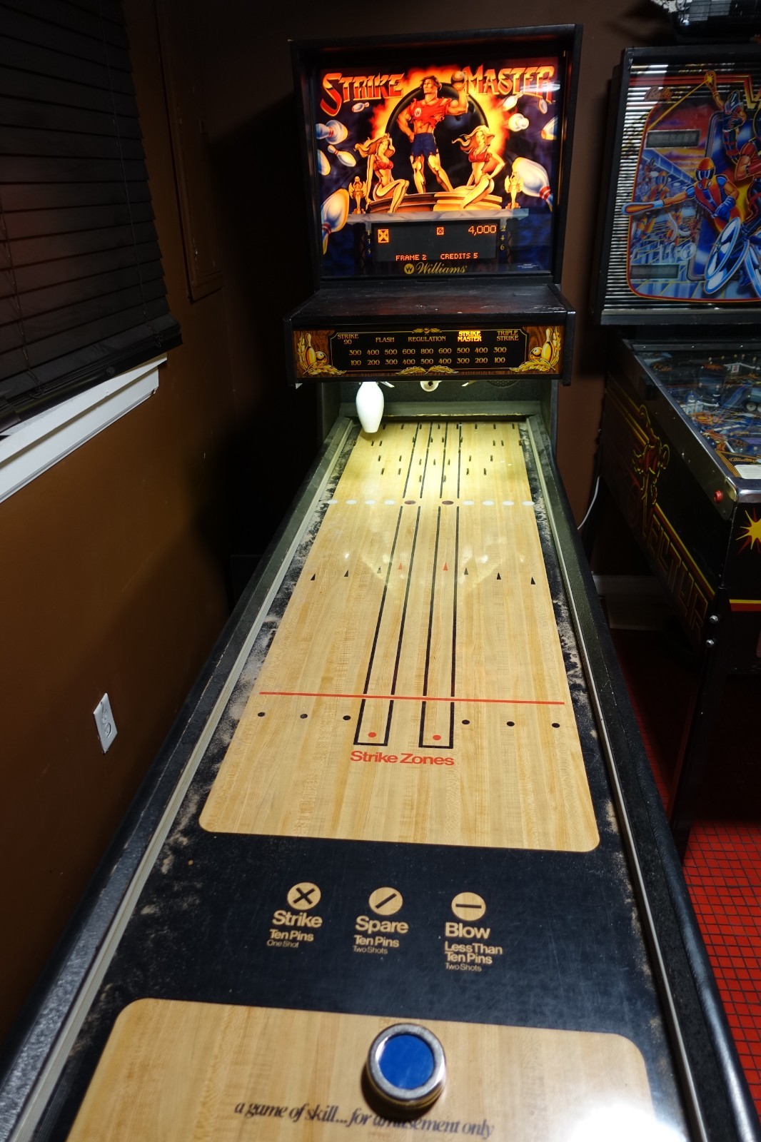 1991 Williams Strike Master Shuffle Alley Bowling Arcade Game (works!)