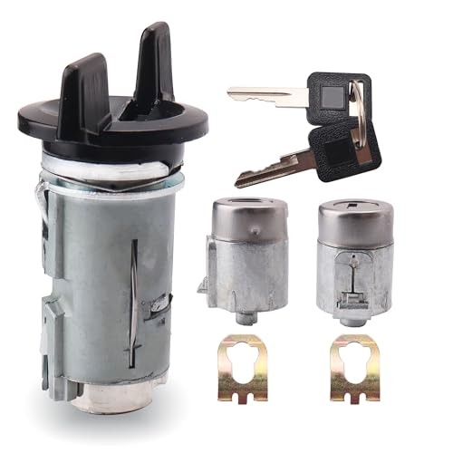 Ignition Switch Lock Cylinder & Door Lock Cylinder Set Compatible with Chevy