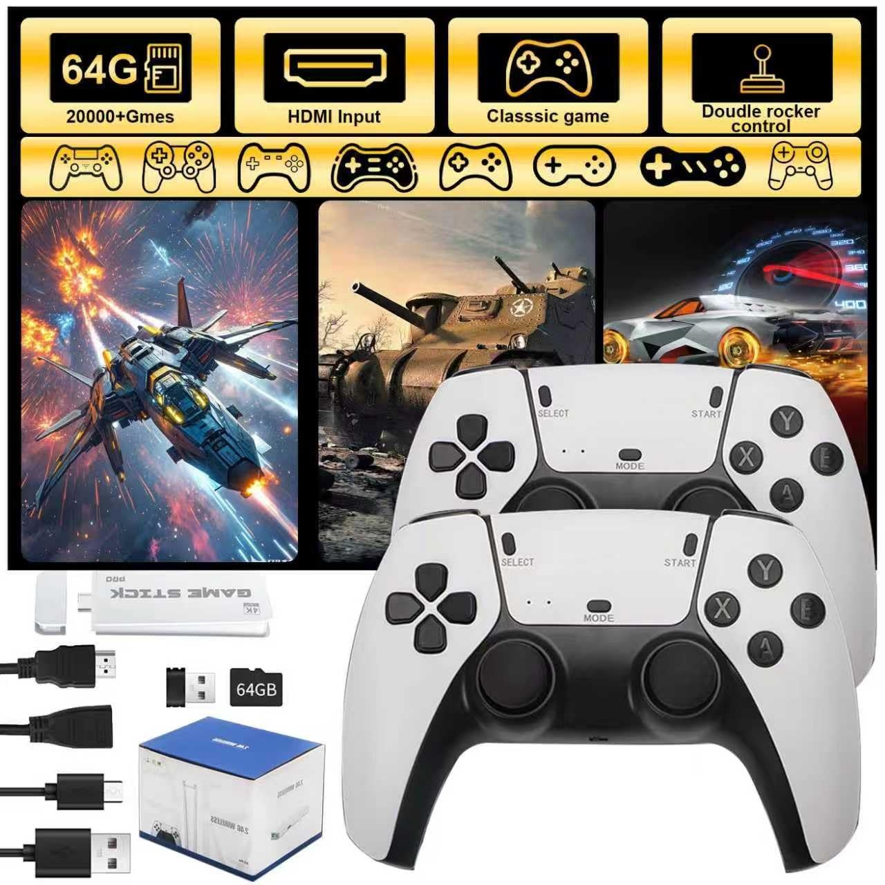 Retro Gaming Console, Game Stick,4K HDMI 5.1 x 3.1 x 1.2 inches, Black