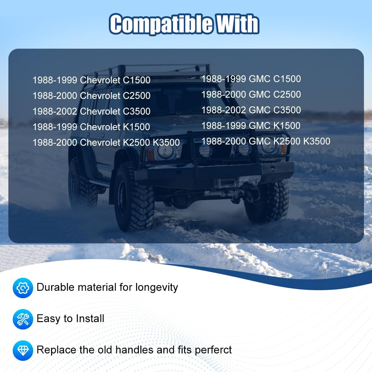 Exterior Tailgate Handle Latch Compatible with Chevy GMC C/K C1500 C2500 C3500 K