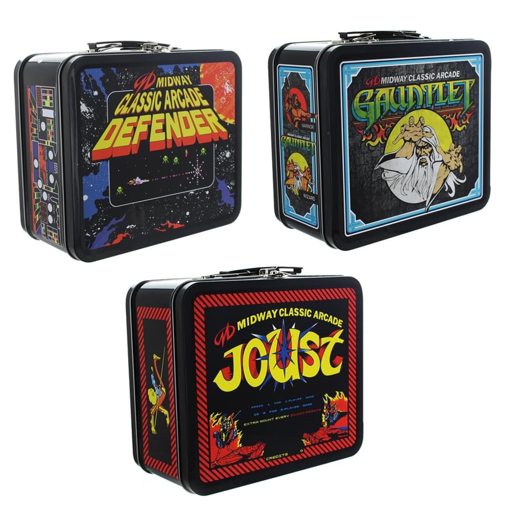 Midway Classic Arcade 3-Piece Metal Lunchbox Set: Defender, Gauntlet, Joust
