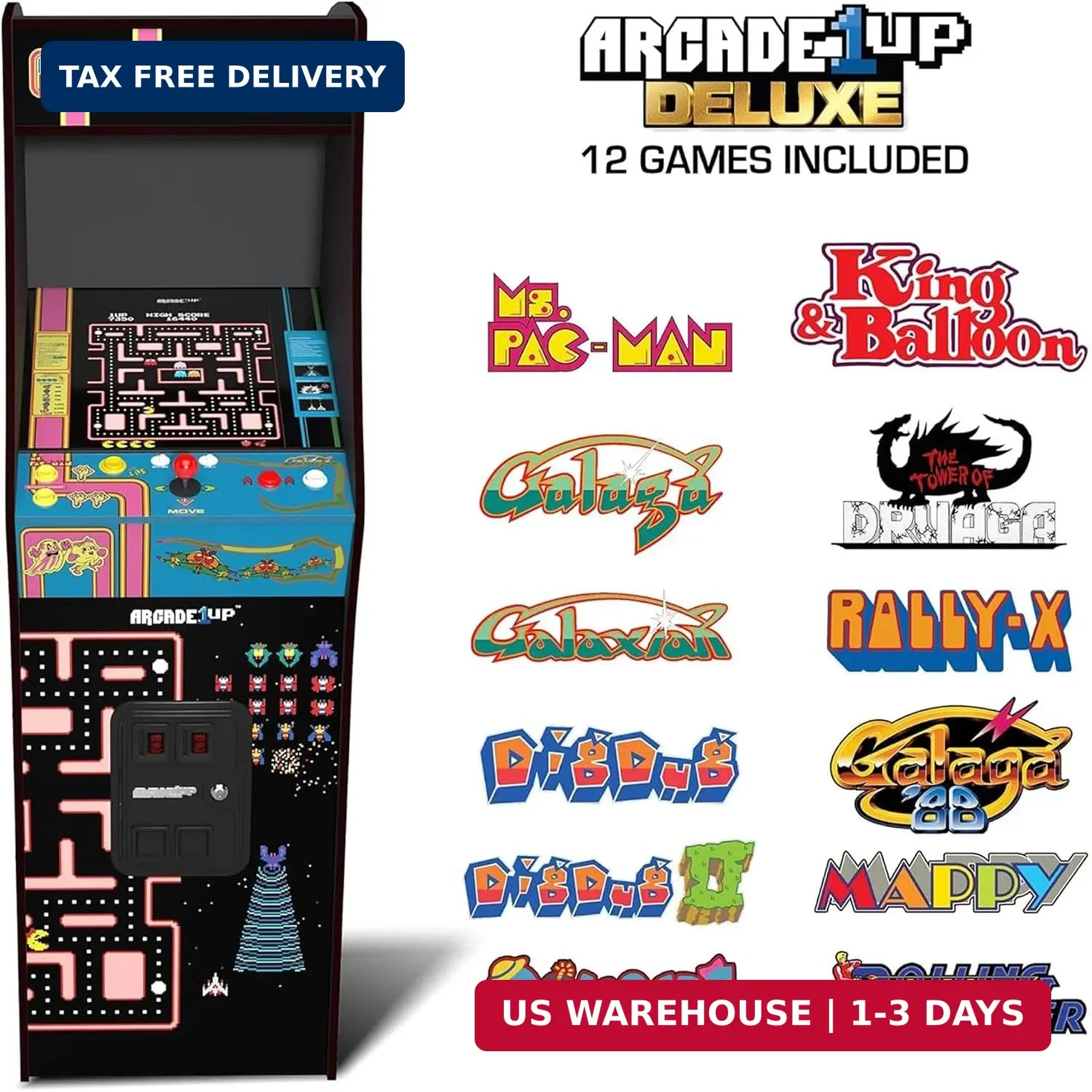 Ms. Pac-Man Class of ’81 Deluxe Arcade Machine Gaming Cabinet with 12