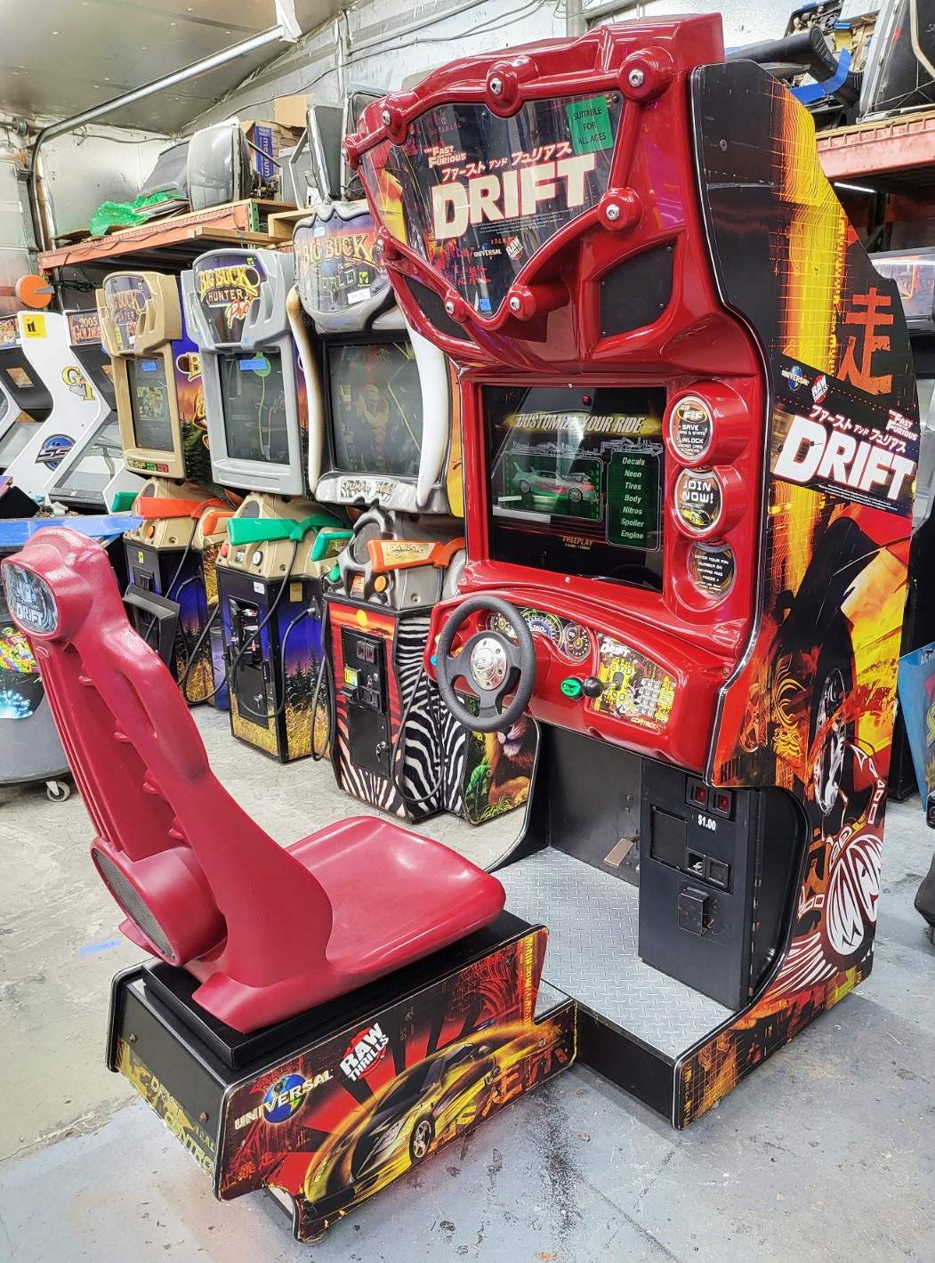 The Fast and Furious DRIFT Sit Down Arcade Driving Video Game Machine 24″ LCD #4