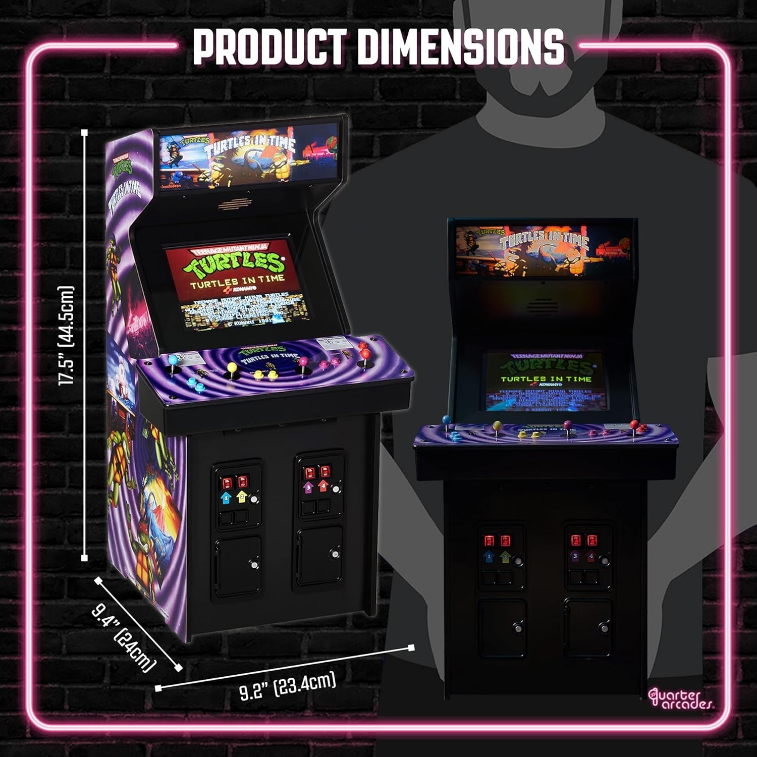 Official TMNT 1/4 Scale Mini Arcade – Retro Gaming, Vibrant Art, Ultra Portable