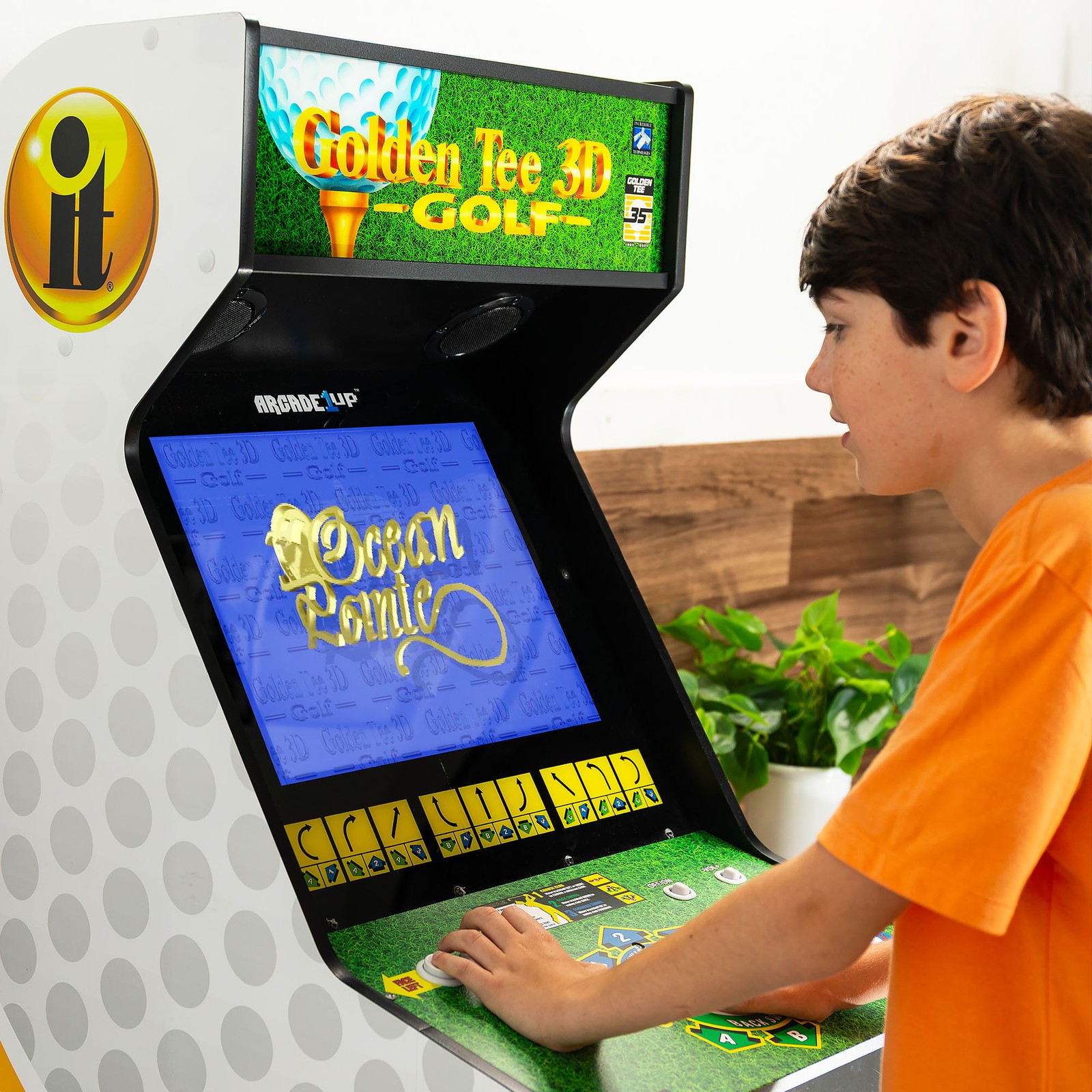 Arcade1Up Golden Tee 3D Deluxe Arcade Console Video Game Machine, 5-Foot Cabinet