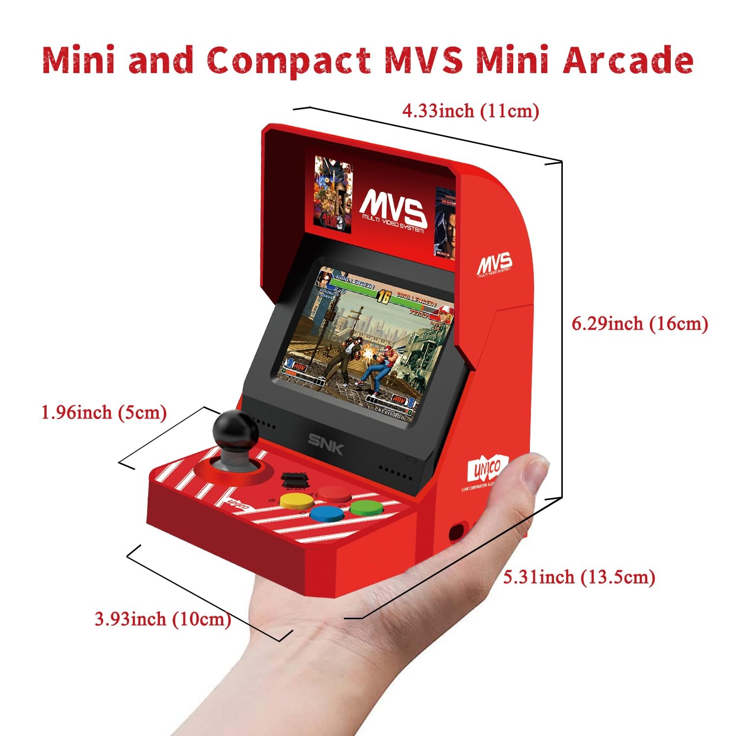 UNICO MVS Mini Home Arcade Machine, 45 Pre-Loaded Classic Games:10 KOF / 5 Me…