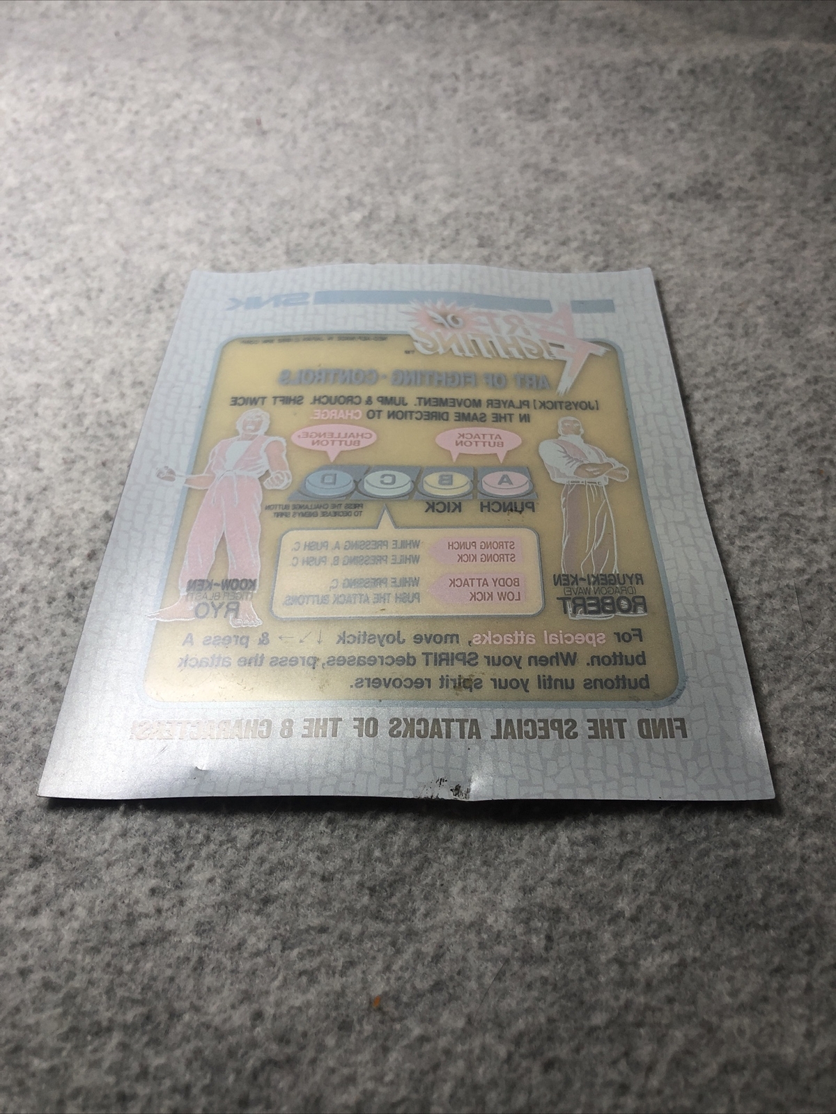 ***** Art Of Fighting Mini Marquee Header SNK Neo Geo Arcade *****
