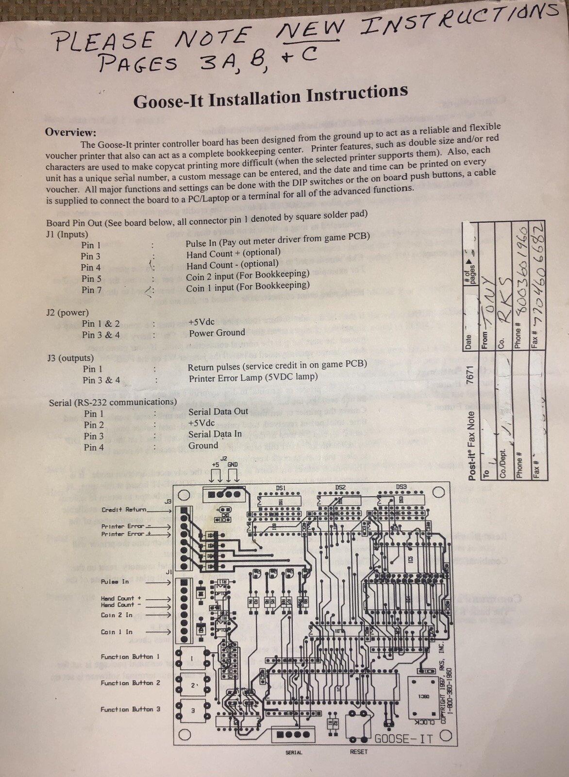 Goose-It Board for wide variety of printers, Cherry Master, POG, Cadillac Jack