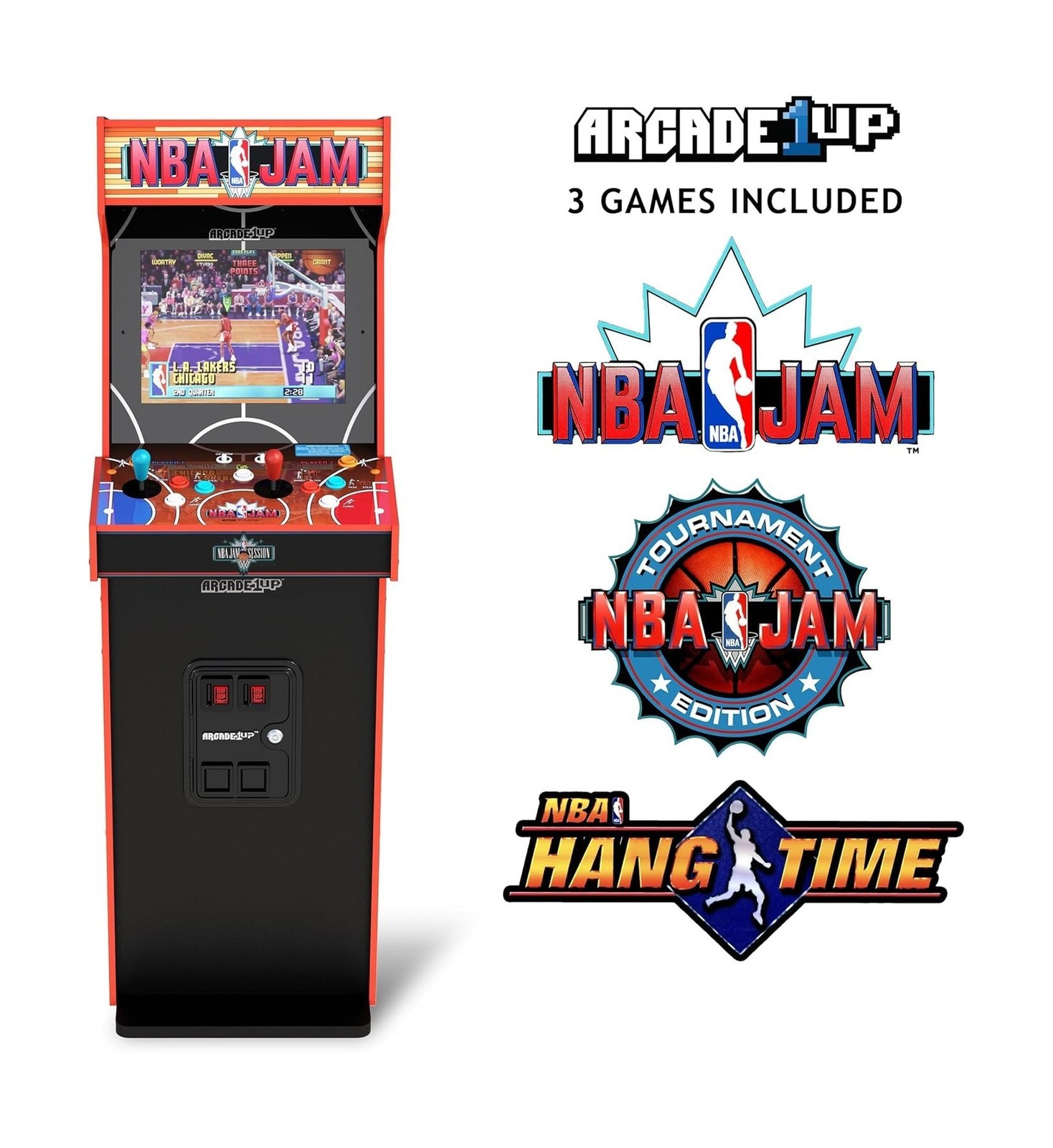 2-Player Basketball Arcade Machine Cabinet w/ 3 Games Wi-Fi Online Multiplayer