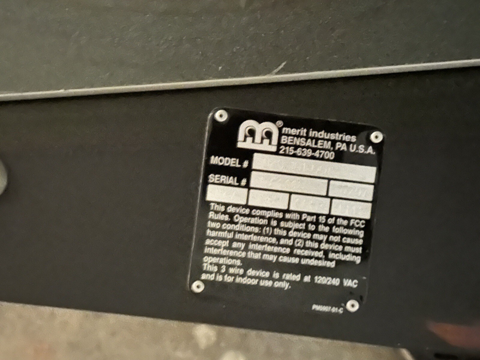 ESTATE* VINTAGE MERIT INDUSTRIES G20-101-001 BAR TOP VIDEO ARCADE GAME & No Key
