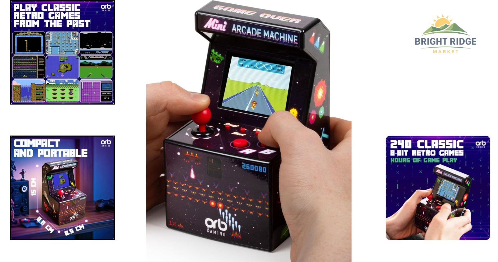 Handheld Retro Games Console with Joystick and Built-in 8-Bit Arcade Games