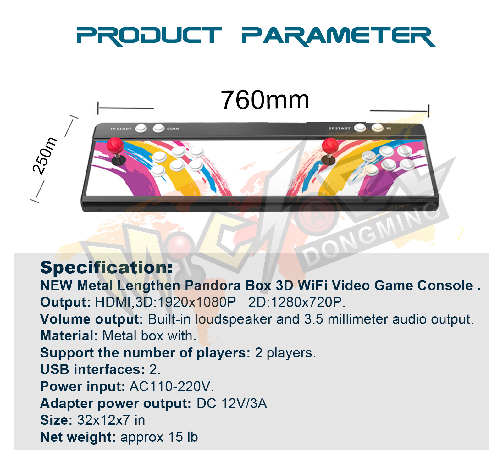 Pandora BOX 3D HD Arcade Machine Game Console Double Stick Joystick 20000 Games
