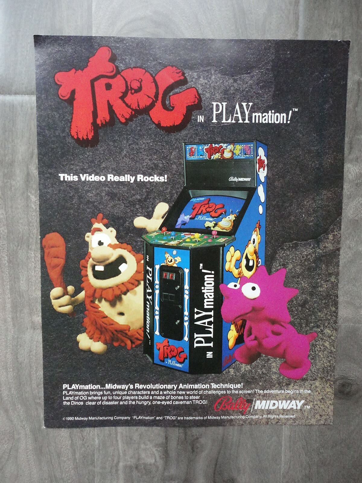 Trog Video Arcade Machine Flyer Original Bally Brochure