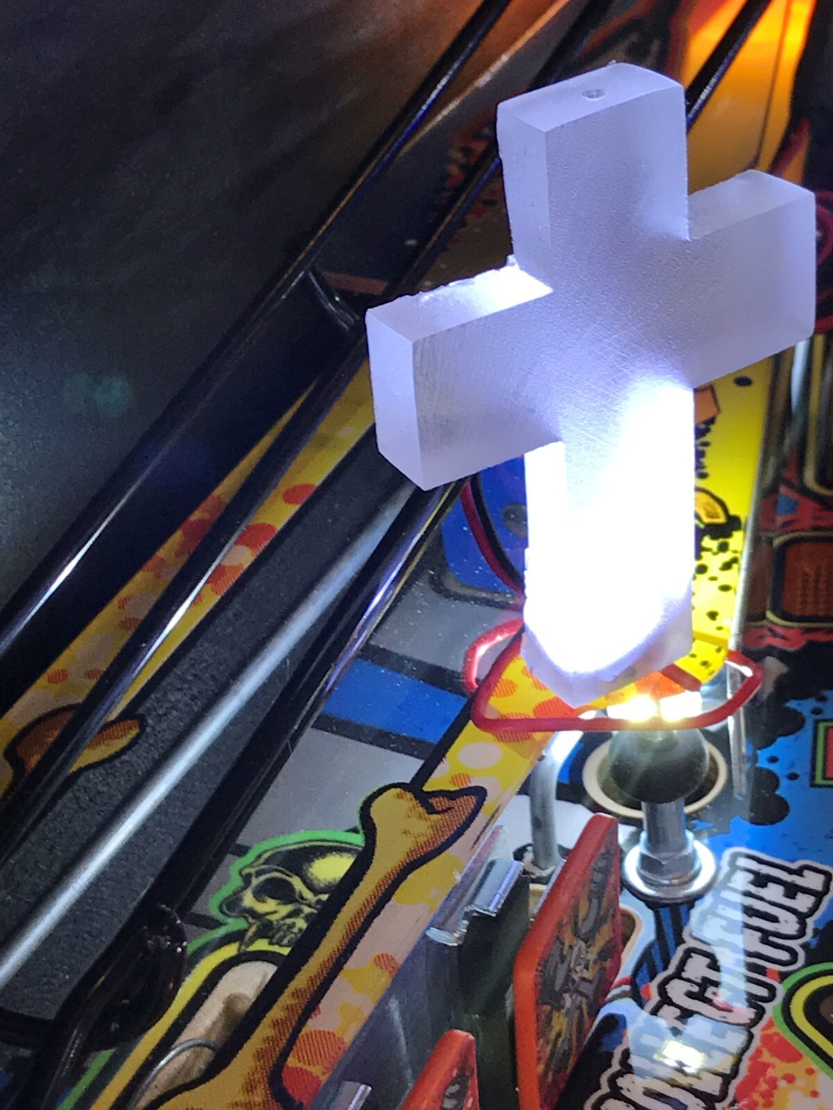 Metallica MET Pinball Machine glowing clear/white CROSS LED Mod Stern