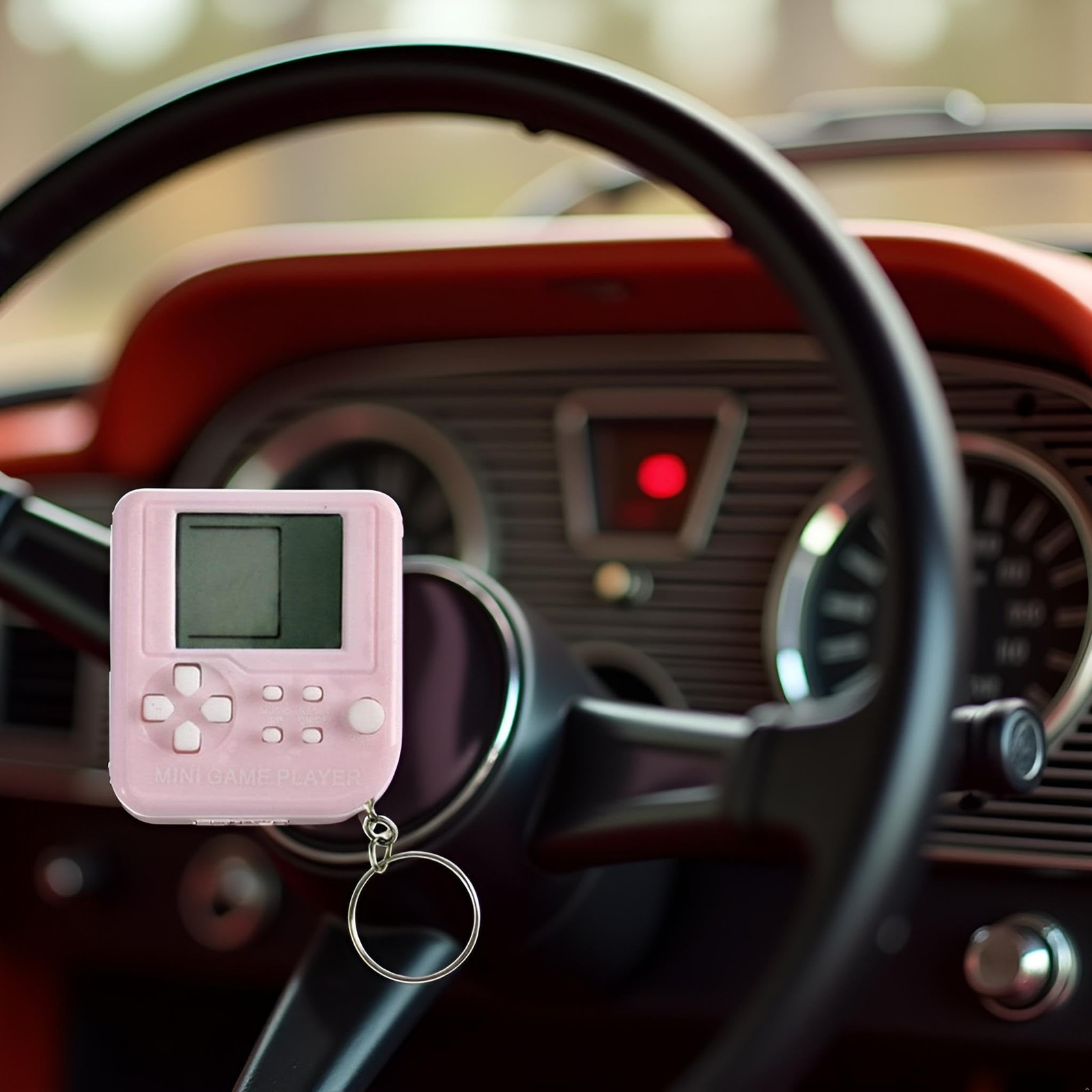 New Nostalgic Small Handheld Keychain Game Machine 1 x 1 x 0.2 inches, Pink