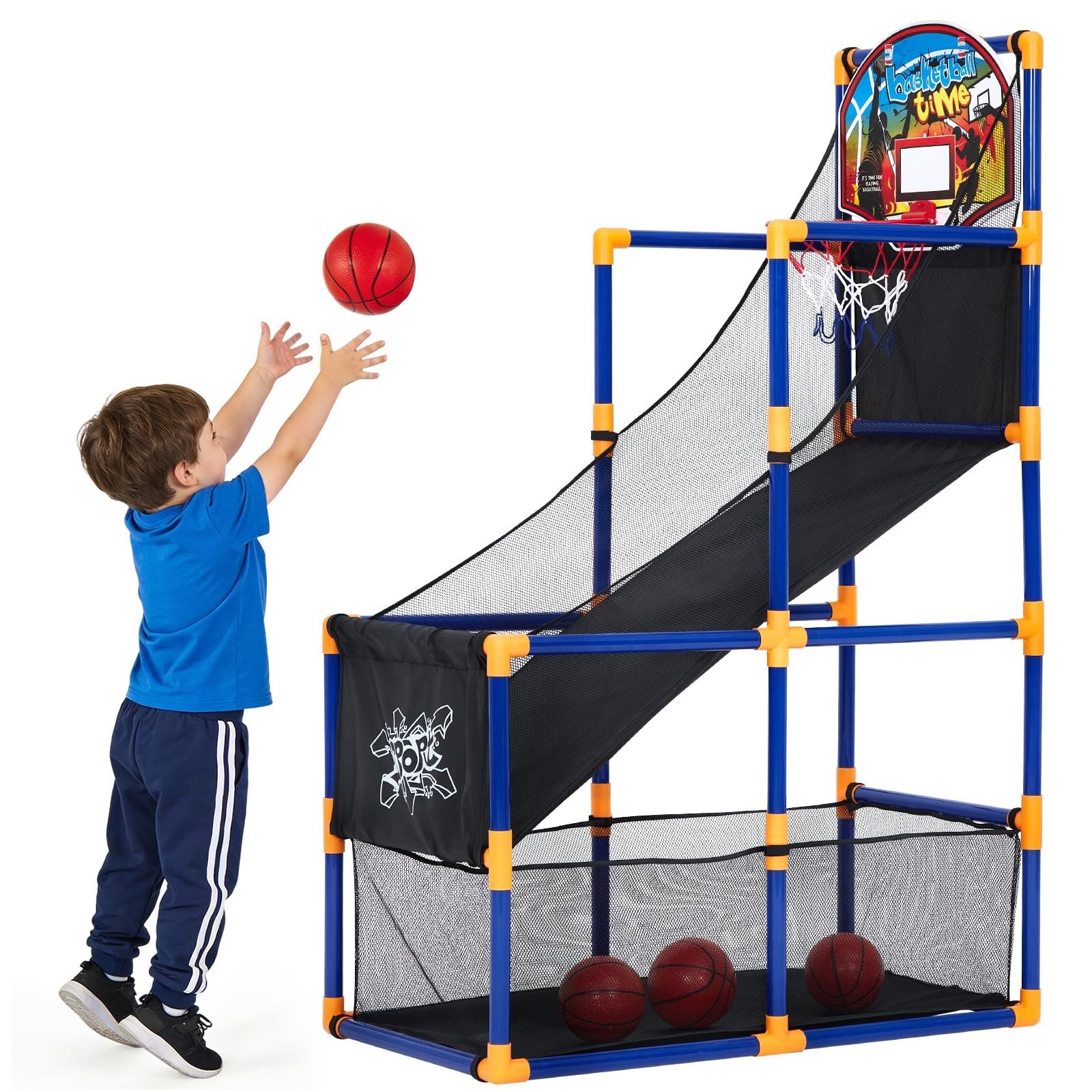 Basketball Arcade Game Set with 4 Balls – Indoor & Outdoor Basketball Hoop