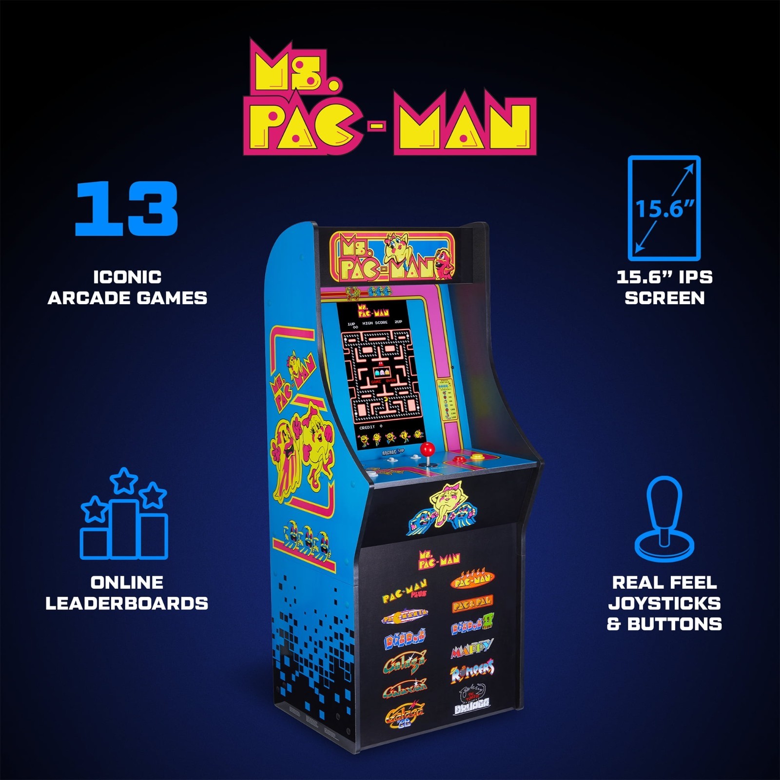 Arcade1Up Ms. PAC MAN Classic SE Arcade Machine – 4 Foot Cabinet 13 Classic Game