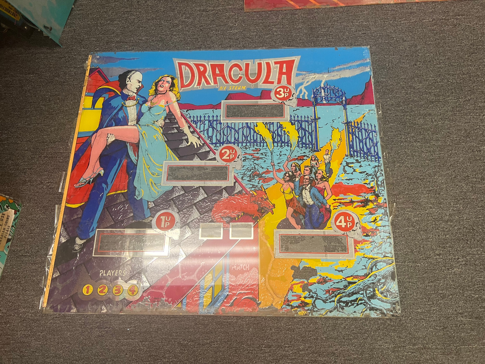 DRACULA Pinball BACKGLASS by STERN 1979