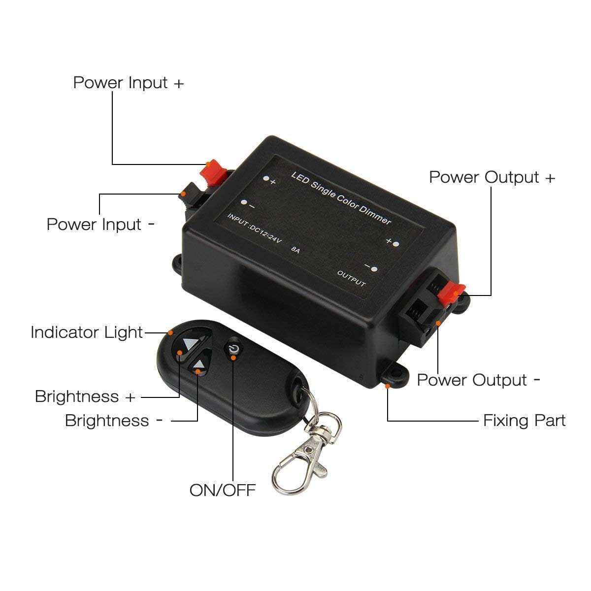 12V-24V LED RF Dimmer Cotroller Wireless Remote Control for Arcade Led Marquee a