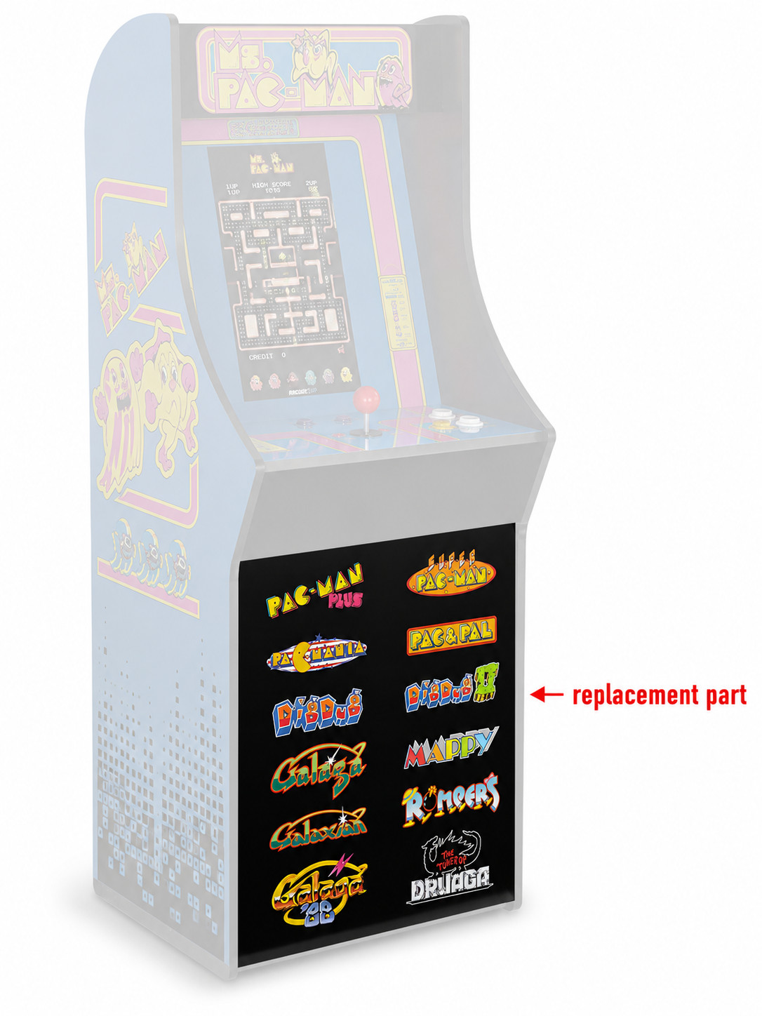 Arcade1Up Ms. Pac-Man Classic SE Front Panel (Part I) OEM Replacement Panel Only