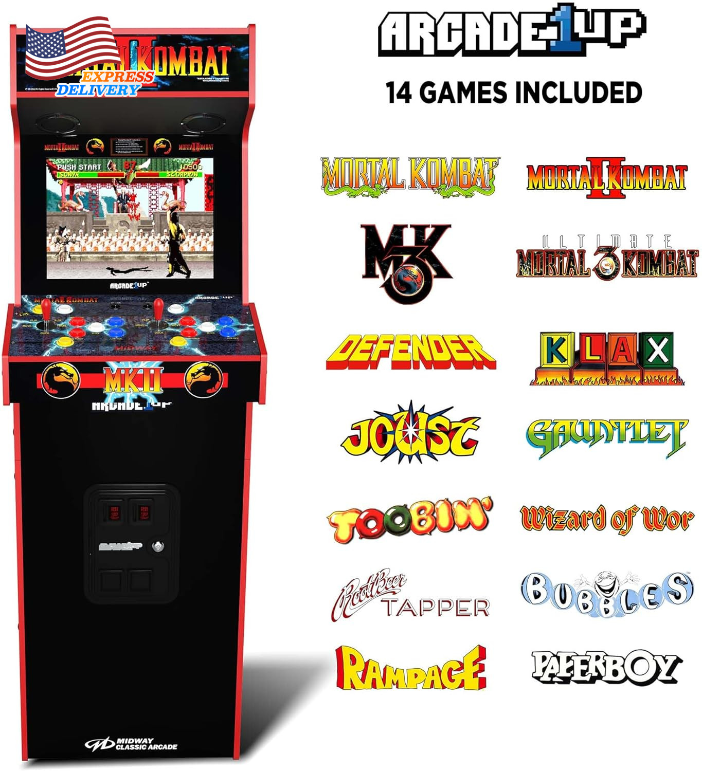 Mortal Kombat II Deluxe Arcade Machine FREE SHIPPING USA