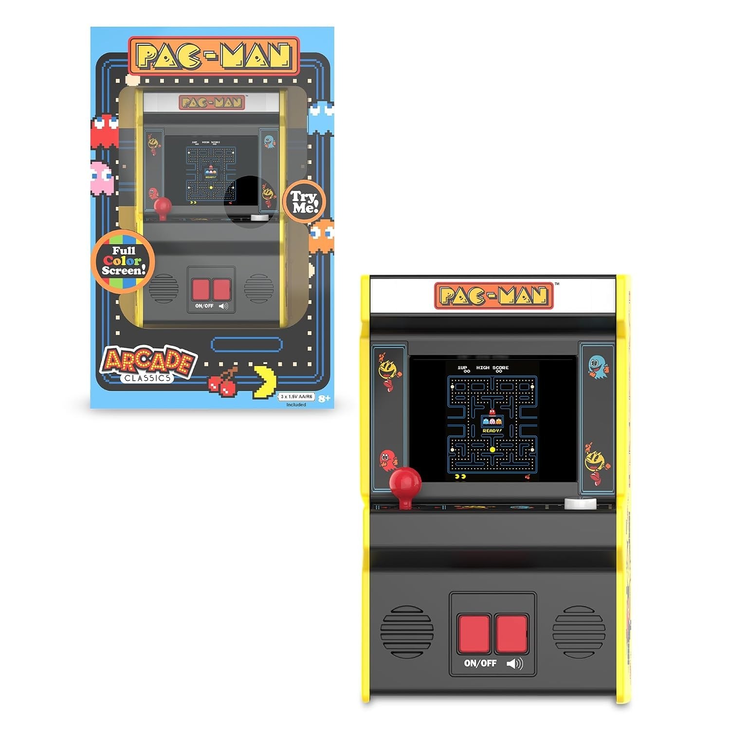 Full-Color Pac-Man Handheld Arcade Game – Battery Powered Retro Fun
