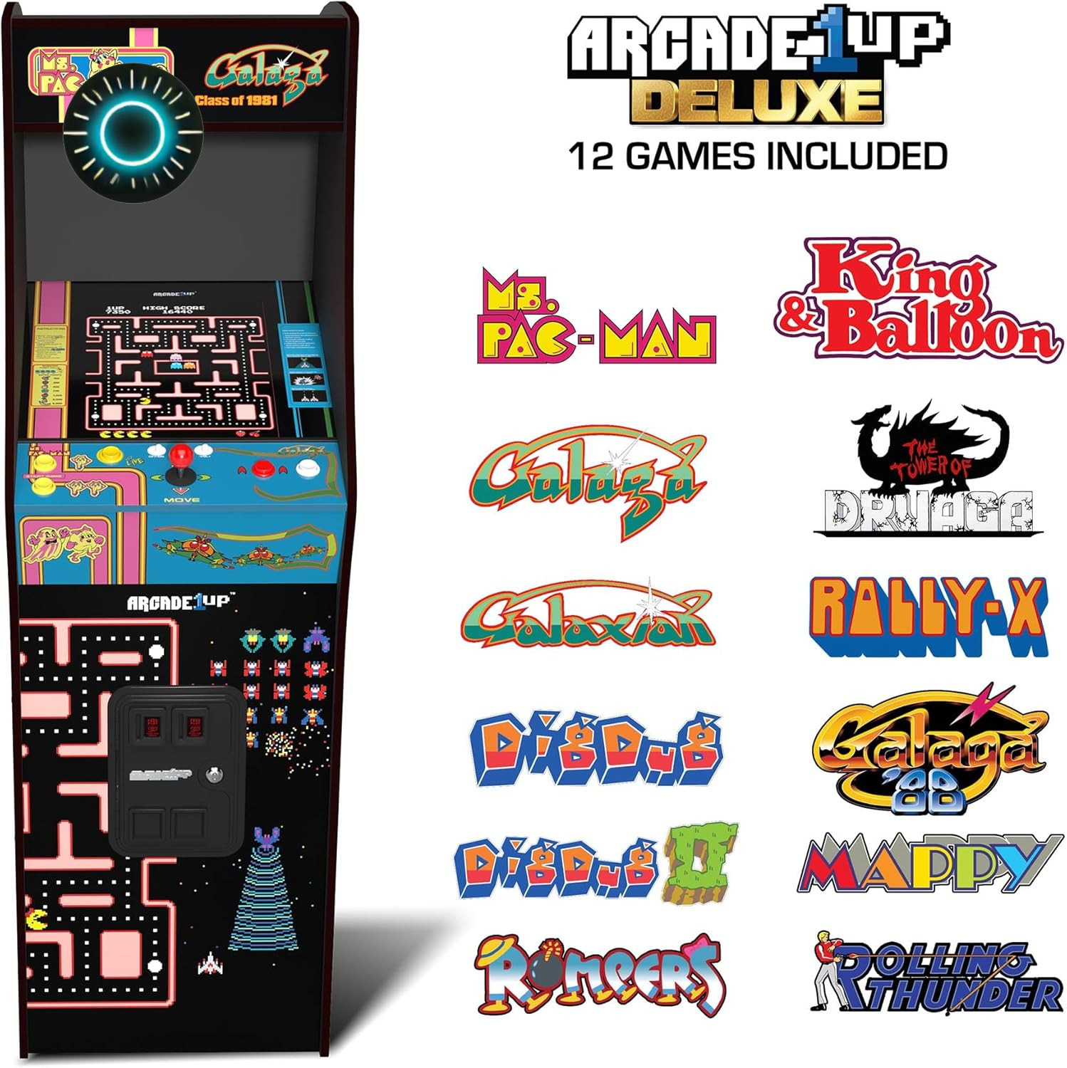 Class of 81’ Deluxe Arcade Machine for Home – 5 Feet Tall – 12 Classic Games NEW