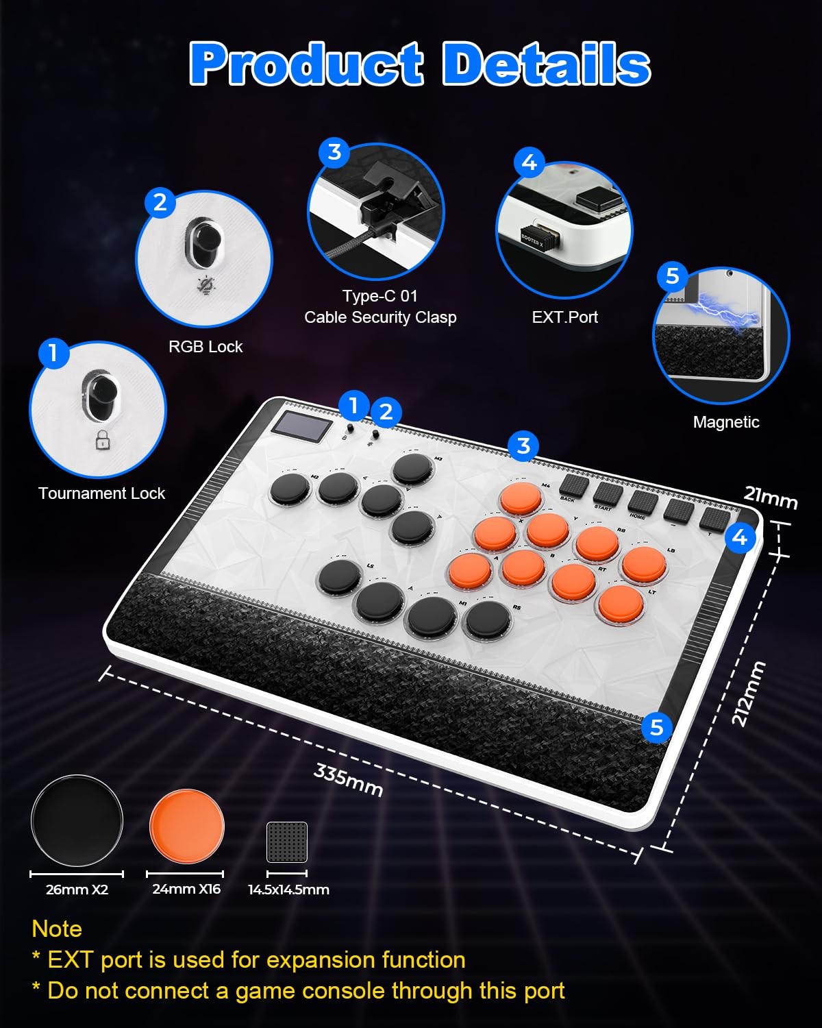 Haute42 Leverless Controller Arcade Stick: C-AT White