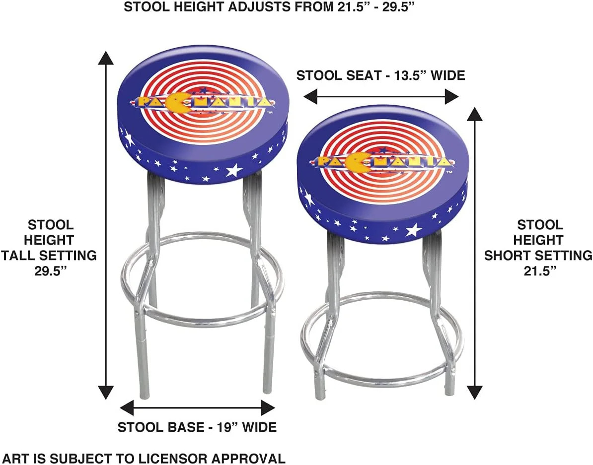 ARCADE1UP Stool Adjustable Height 21.5 inches to 29.5 inches (Pac Mania)