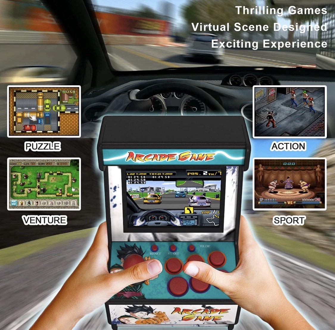 Mini Arcade Machine with 156 Classic Games and 2.8 Inch Color Display