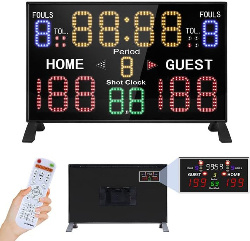 Digital Basketball Scoreboard with Shot Clock & Remote – Battery Powered