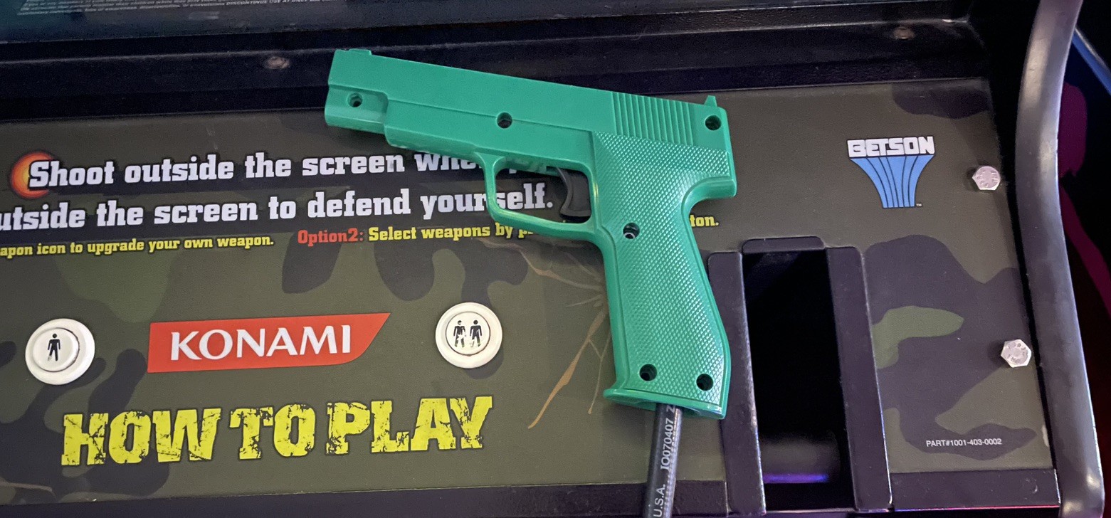 Rare HTF Working Konami Warzaid Arcade Shooting 2 Player Gun Video Game