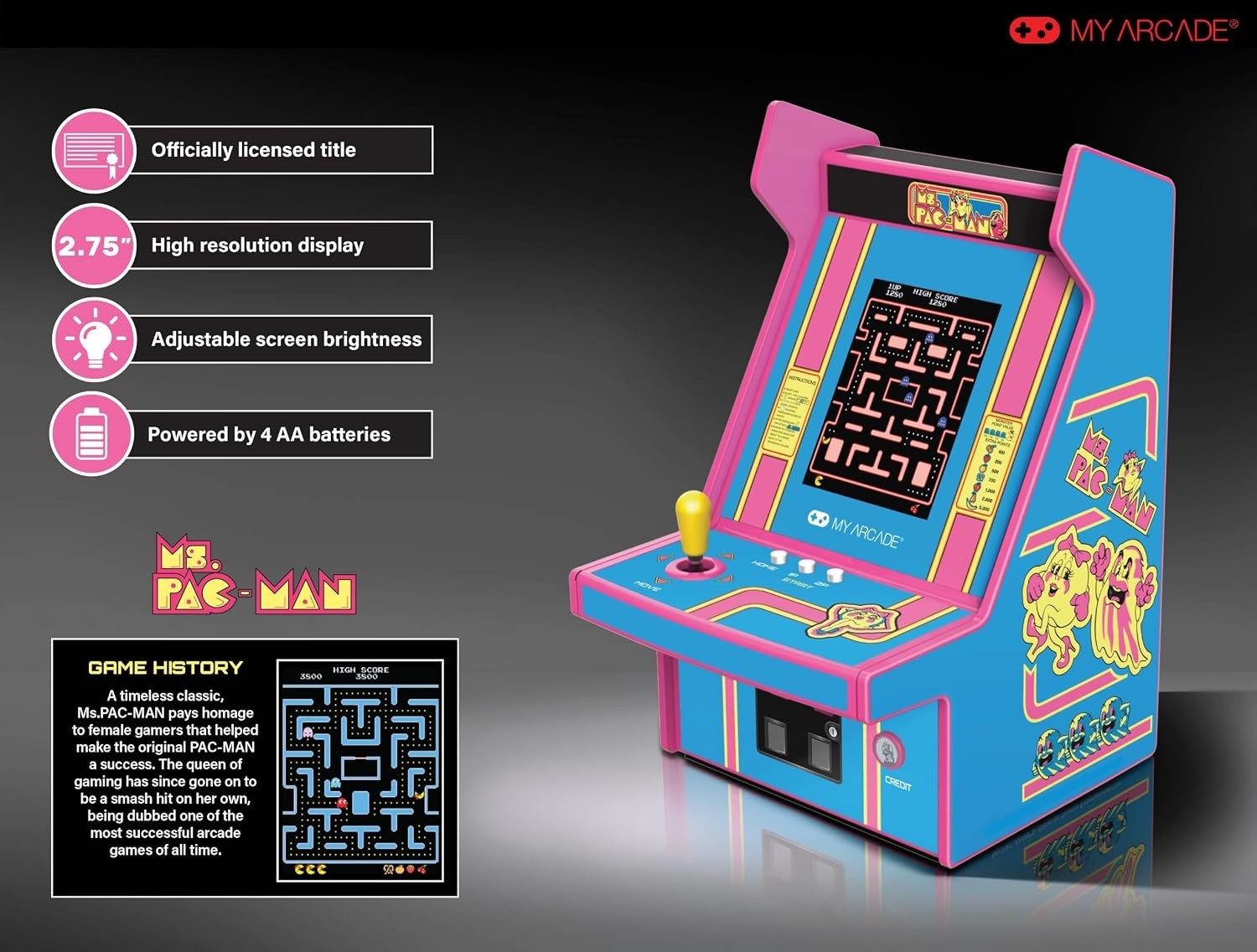 Ms. Pac-Man Handheld Arcade – Officially Licensed Collector’s Item for Gamers