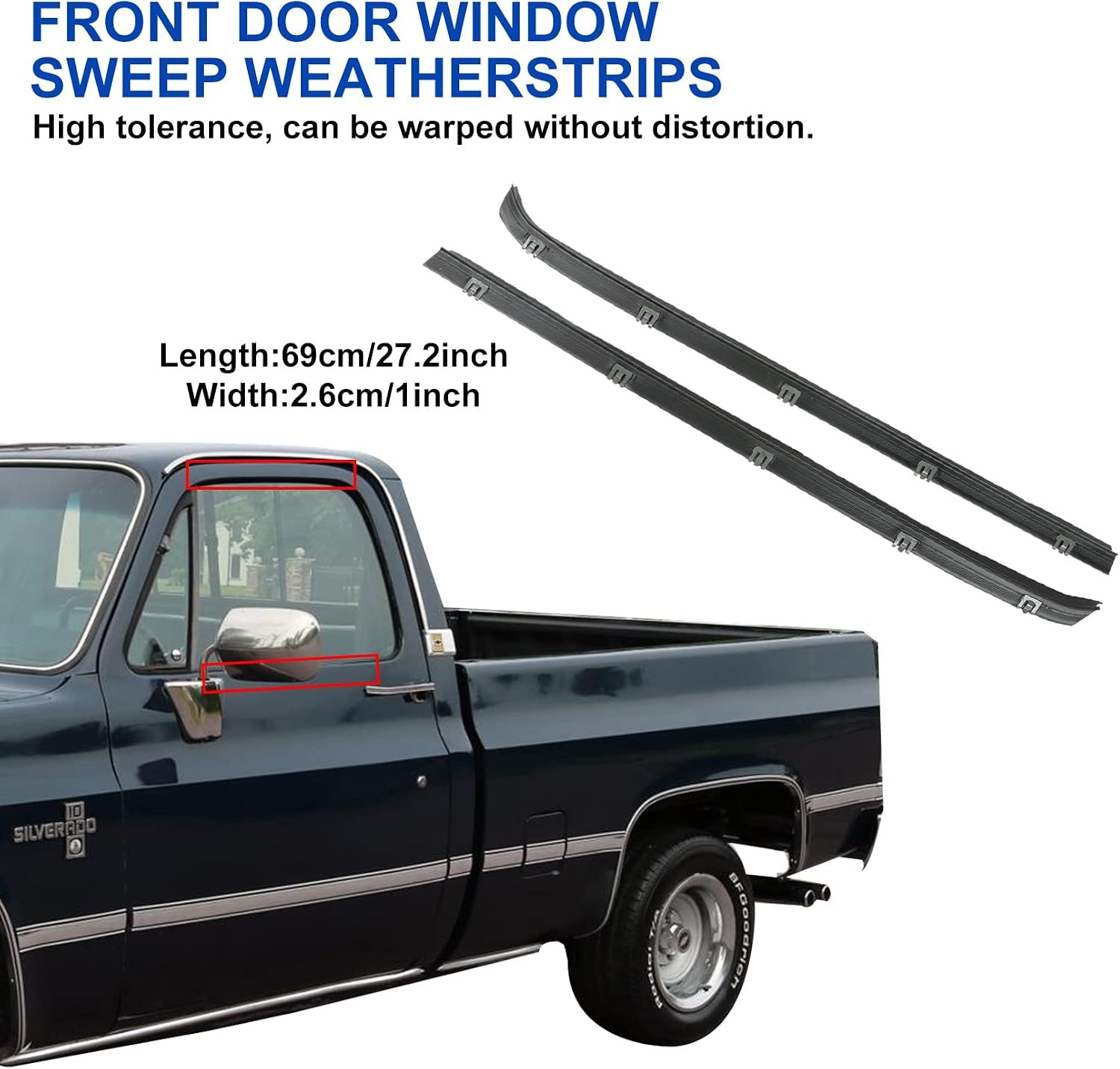 Front Door Window Molding Rubber Felt Trim Seal Weatherstrip Kit | Compatible