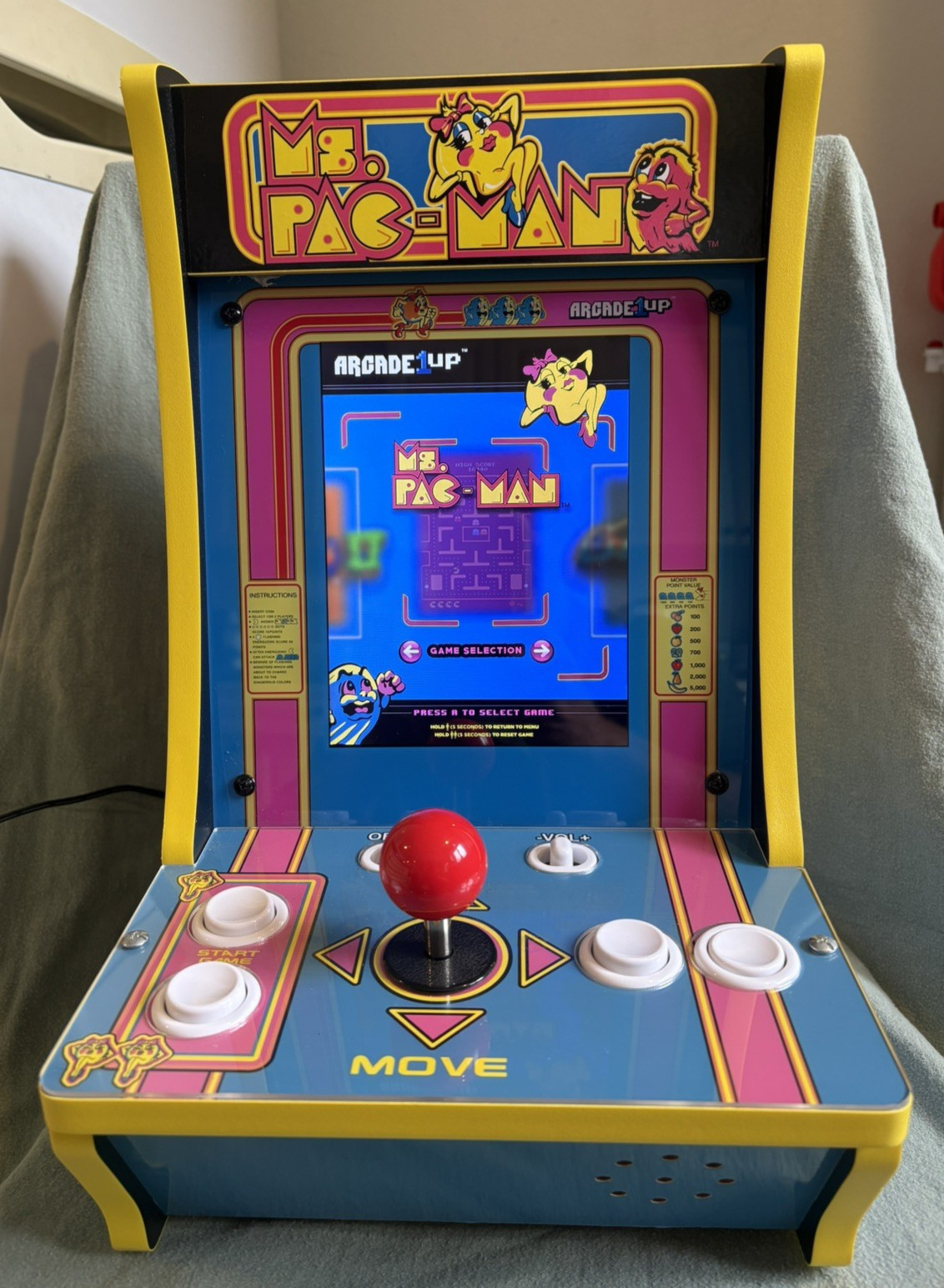 Arcade 1up 8261 Ms Pac-Man Tabletop Arcade GameSystem 16″ TESTED WORKS Excellent