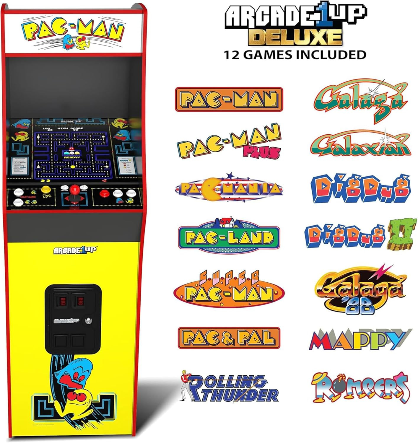 Pac-Man Deluxe Arcade Machine for Home – 5 Feet Tall – 14 Classic Games