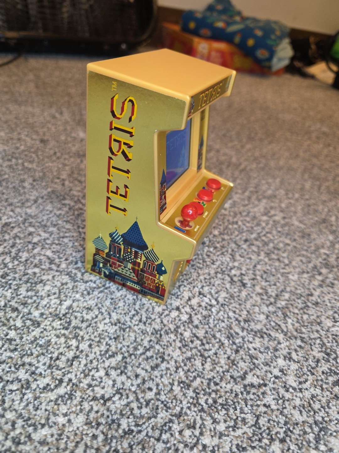 Tetris Hand Held Classic Arcade GOLD Mini Retro VIDEO Game TESTED WORKS FUN