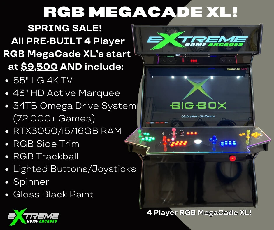 Arcade Ultra RGB 4 Player MegaCade XL – HOT NEW SELLER – BEST PRICE TO DATE!