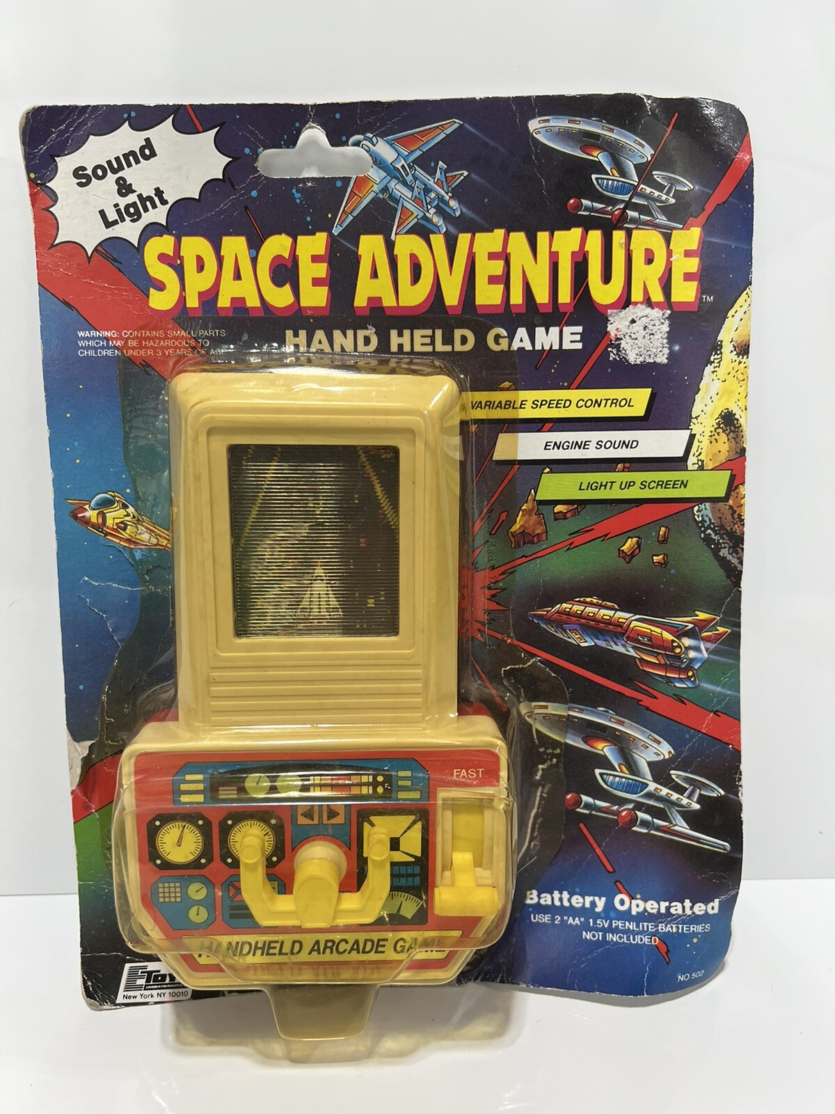 Vintage 1990 Soma Space Adventure Handheld Arcade Game On Damaged Opened Package