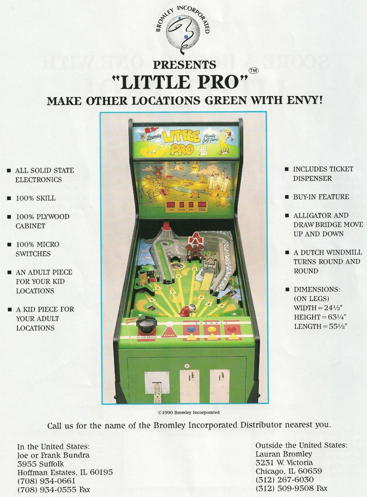 LITTLE PRO GOLF REDEMPTION MACHINE by BROMLEY INC 1990 (Excellent) *RARE*