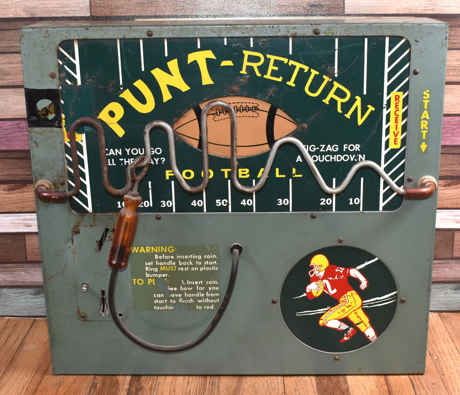 Vintage Coin Operated Punt Return Electric Coin Op Sobriety Skill Football Game