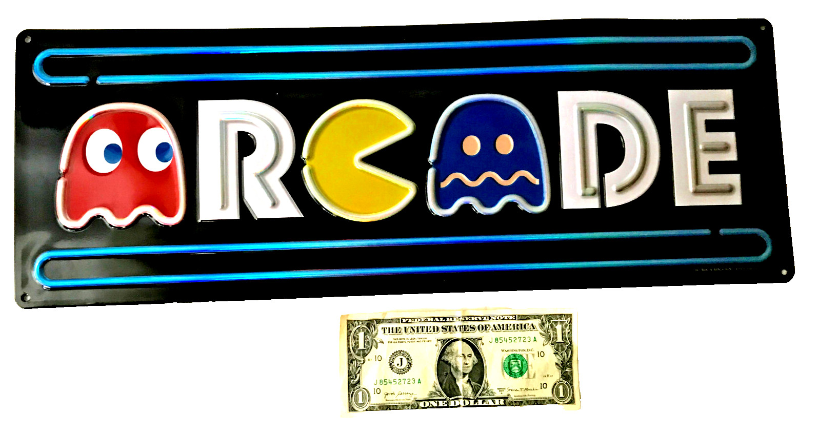 PAC-MAN ARCADE METAL SIGN – 7X20 IN.