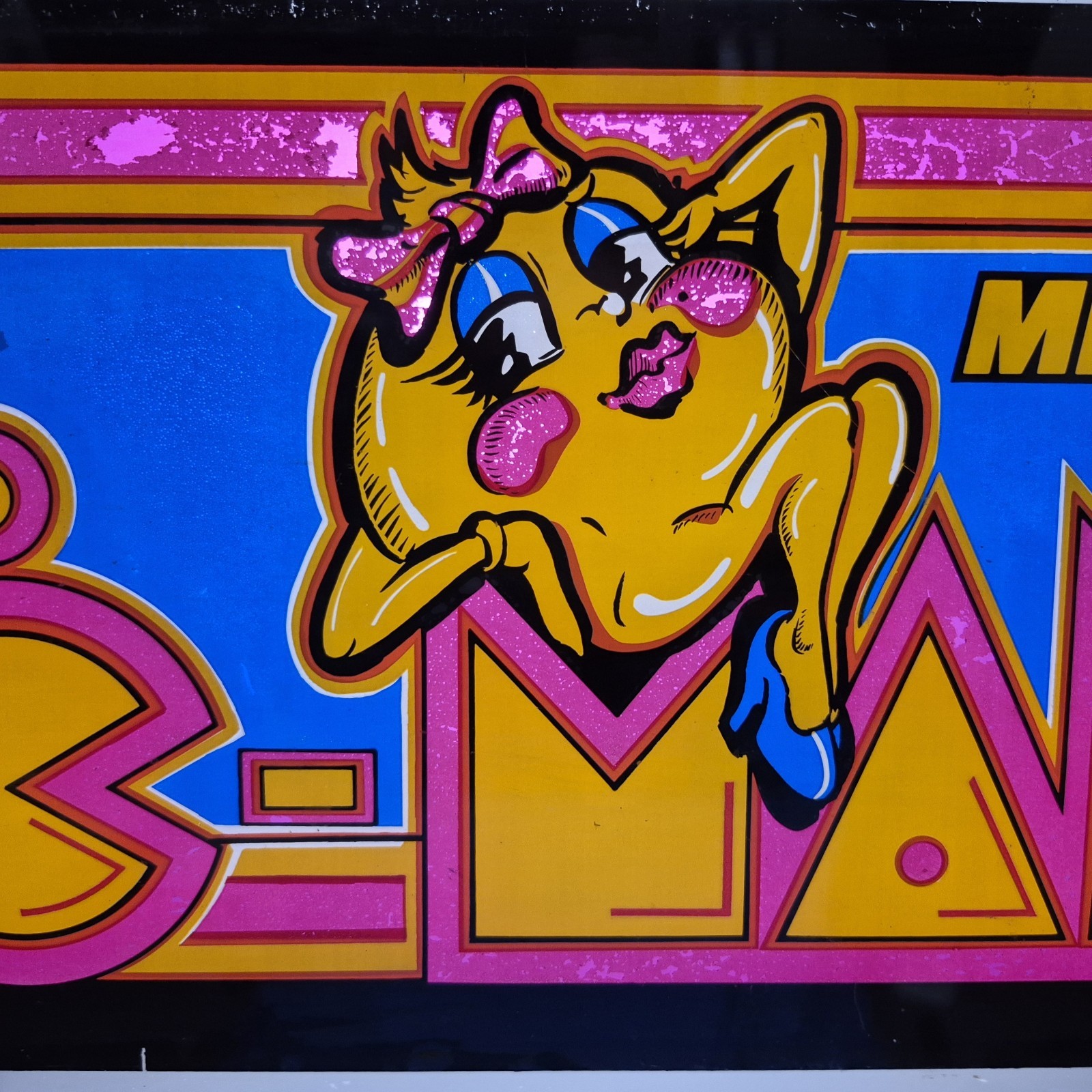 Vintage Ms. Pac-Man Video Game Arcade Sign Marquee Cabinet 1981 Midway Bally