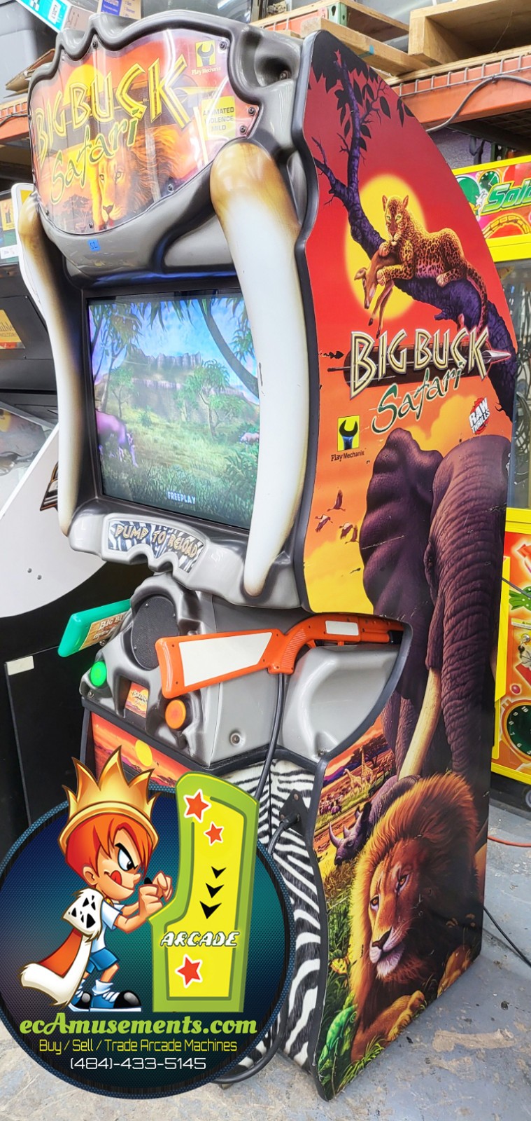 BIG BUCK HUNTER Pro SAFARI Full Size Arcade Shooting Game – WORKING GREAT! (S02)