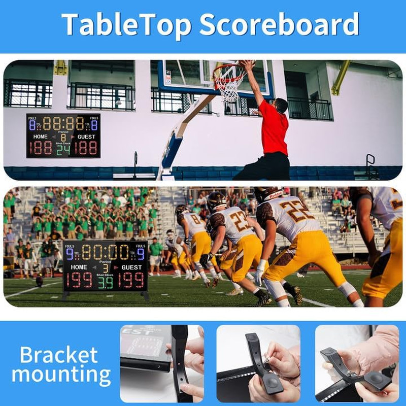 Digital Basketball Scoreboard with Shot Clock & Remote – Battery Powered