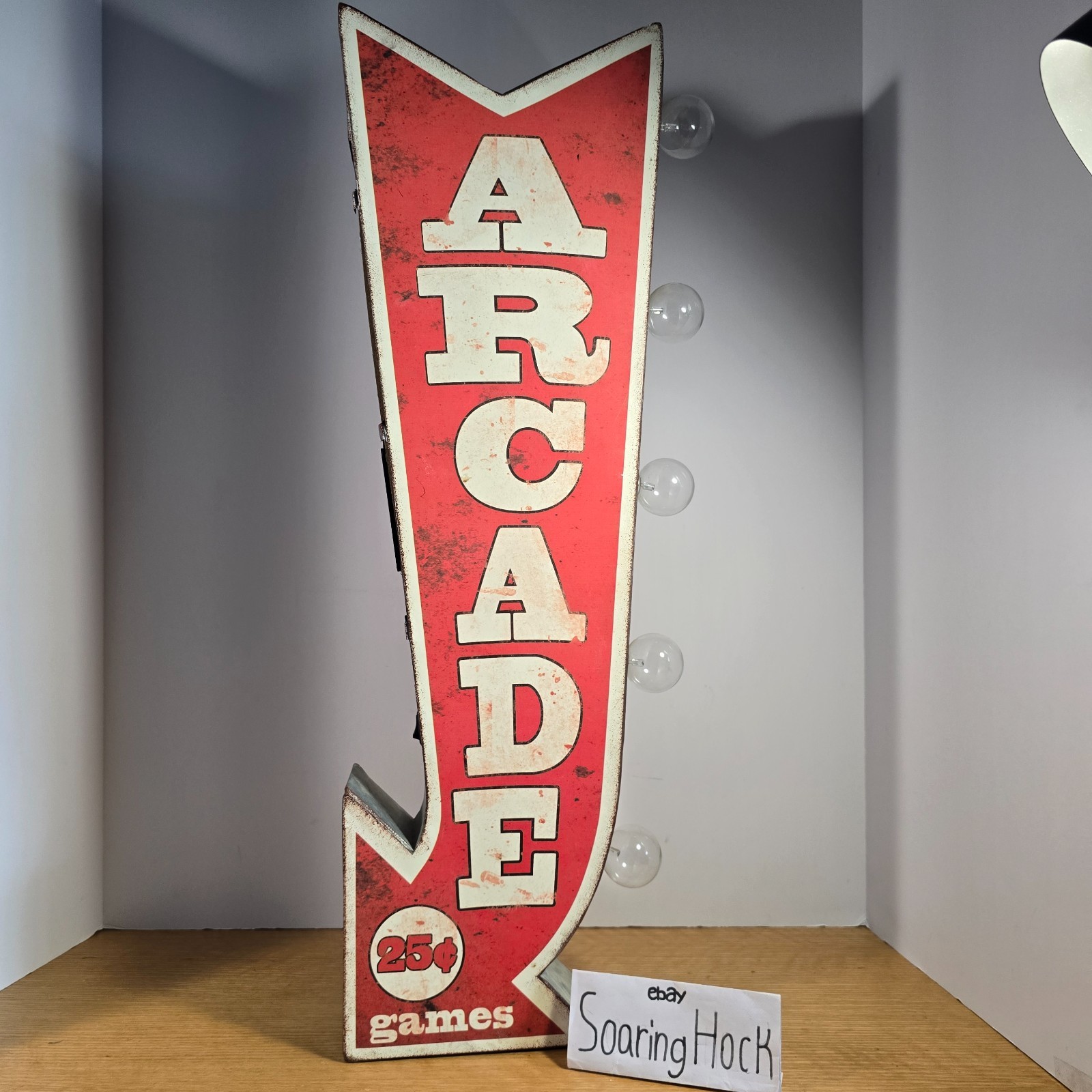 Arcade Light Sign Metal Vintage Style Double Sided Arrow – Tested Working