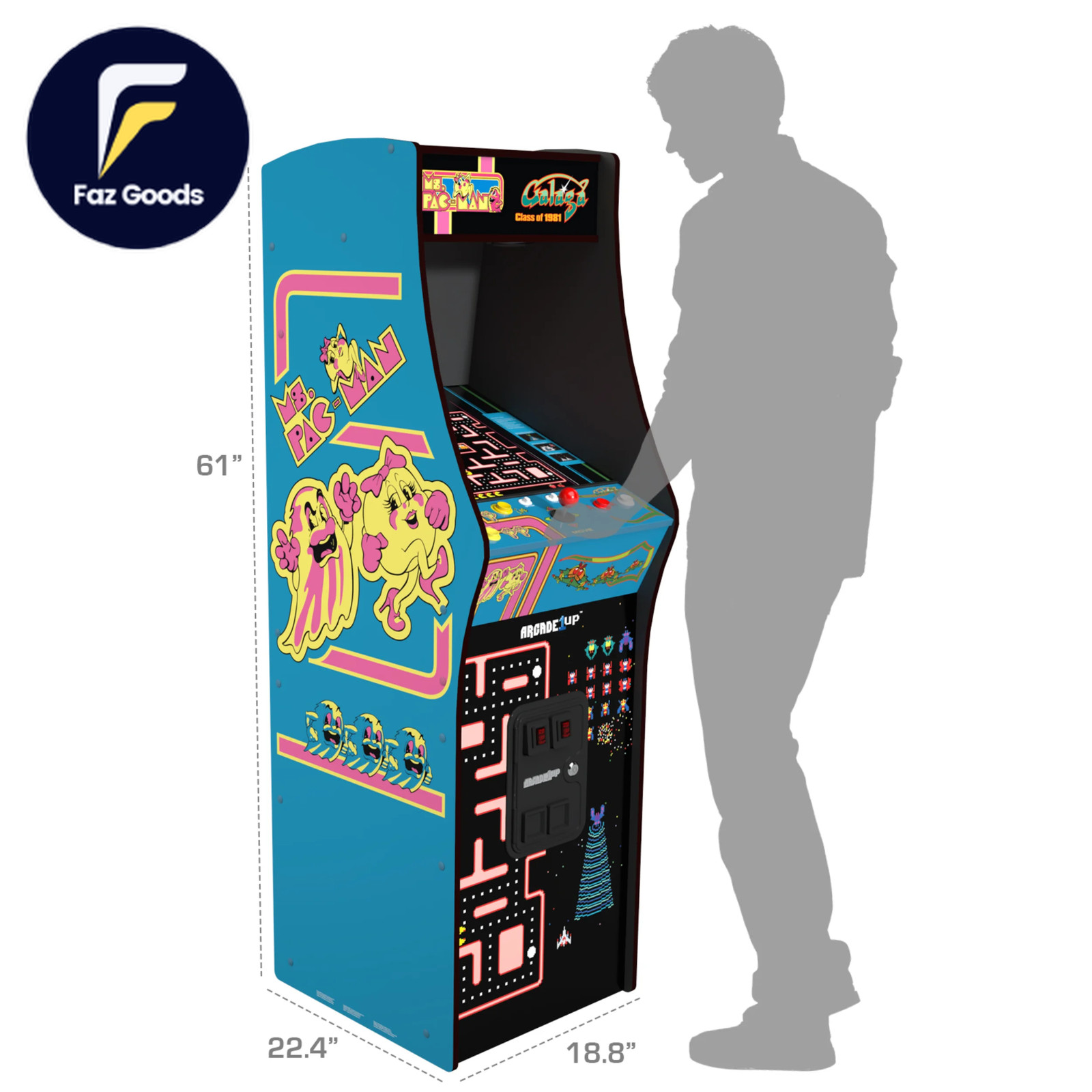 Arcade1Up Ms. PAC-MAN & GALAGA Class of ’81 Deluxe Arcade Game with WIFI 12 Clas