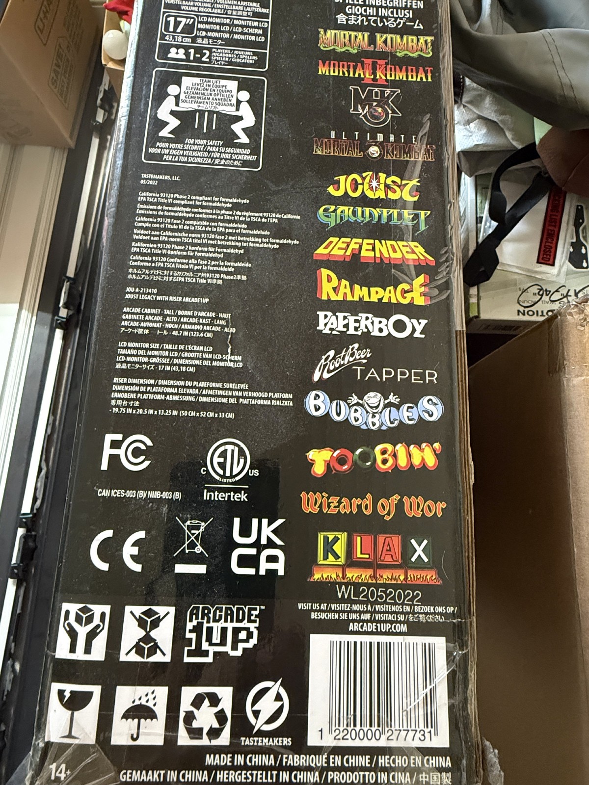 arcade1up joust new in box legacy edition, riser and lighted marquee 14 games
